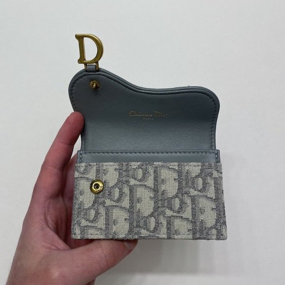 Christian Dior Gray Oblique Jacquard Saddle Flap Wallet - Picture 7 of 15